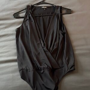 Express Elegant Black Wrap Bodysuit